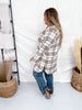 Cream And Sky Blue Plaid Flannel Shacket - Whiskey Skies - ADORA