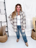 Cream And Sky Blue Plaid Flannel Shacket - Whiskey Skies - ADORA