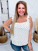 Cream & Black Polka Dot Tank With Ruffle Accents - Whiskey Skies - SOUTHERN GRACE