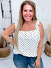Cream & Black Polka Dot Tank With Ruffle Accents - Whiskey Skies - SOUTHERN GRACE