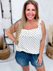 Cream & Black Polka Dot Tank With Ruffle Accents - Whiskey Skies - SOUTHERN GRACE