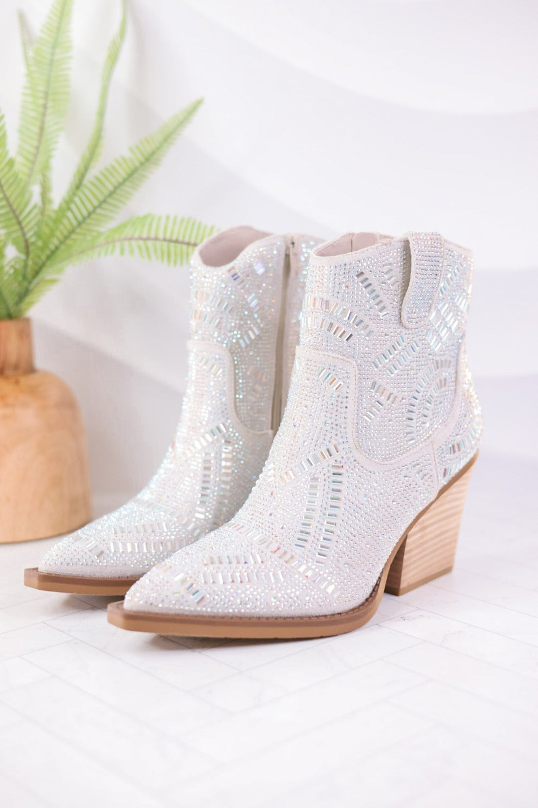 Cream Colored Maze Booties - Whiskey Skies - VERY G