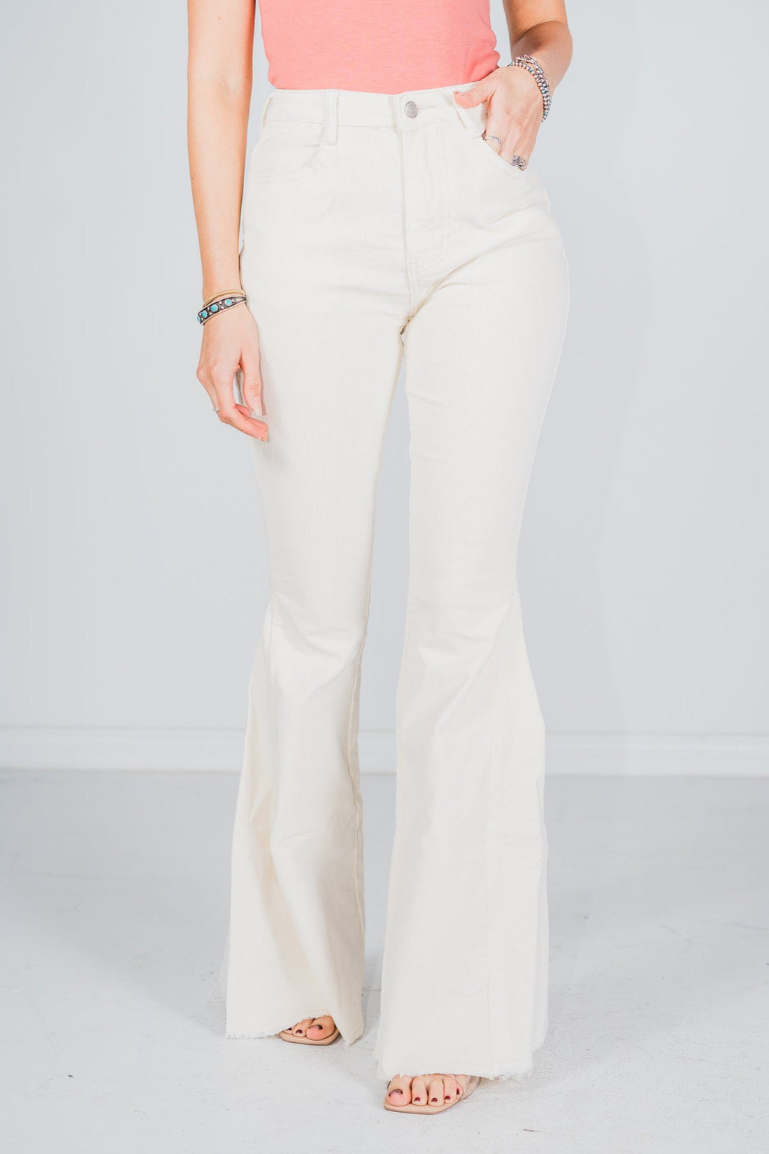 Cream Corduroy Flared Pants - Whiskey Skies - SAINTS & HEARTS