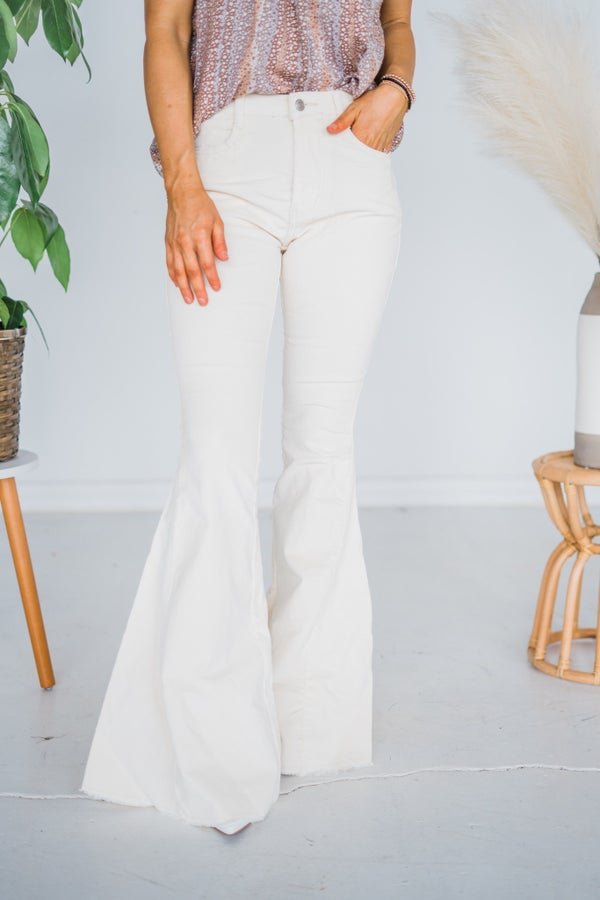 Cream Corduroy Flared Pants - Whiskey Skies - SAINTS & HEARTS