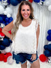 Cream Floral Lace Tank Top With Scalloped Hems & Side Ties - Whiskey Skies - SEW IN LOVE