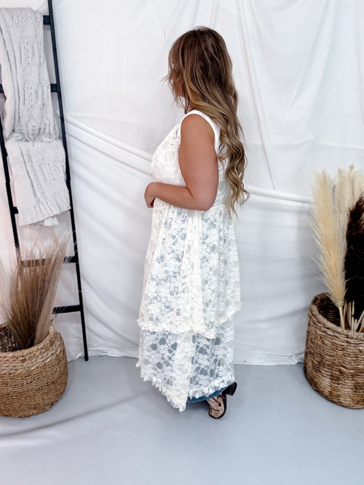 Cream Lace Button Front Duster With High-Low Hemline - Whiskey Skies - DAVI & DANI