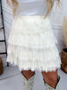Cream Lace Ruffled Mini Skirt - Whiskey Skies - POLAGRAM + BAEVELY