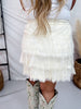 Cream Lace Ruffled Mini Skirt - Whiskey Skies - POLAGRAM + BAEVELY
