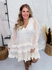 Cream Long Sleeve Ruffle Mini Dress - Whiskey Skies - POLAGRAM + BAEVELY