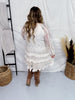 Cream Long Sleeve Ruffle Mini Dress - Whiskey Skies - POLAGRAM + BAEVELY