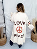 Cream Love And Peace Sweater Cardigan - Whiskey Skies - POL CLOTHING INC.