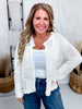Cream Quilt Knit Cardigan With Scalloped Edges - Whiskey Skies - COZY CO
