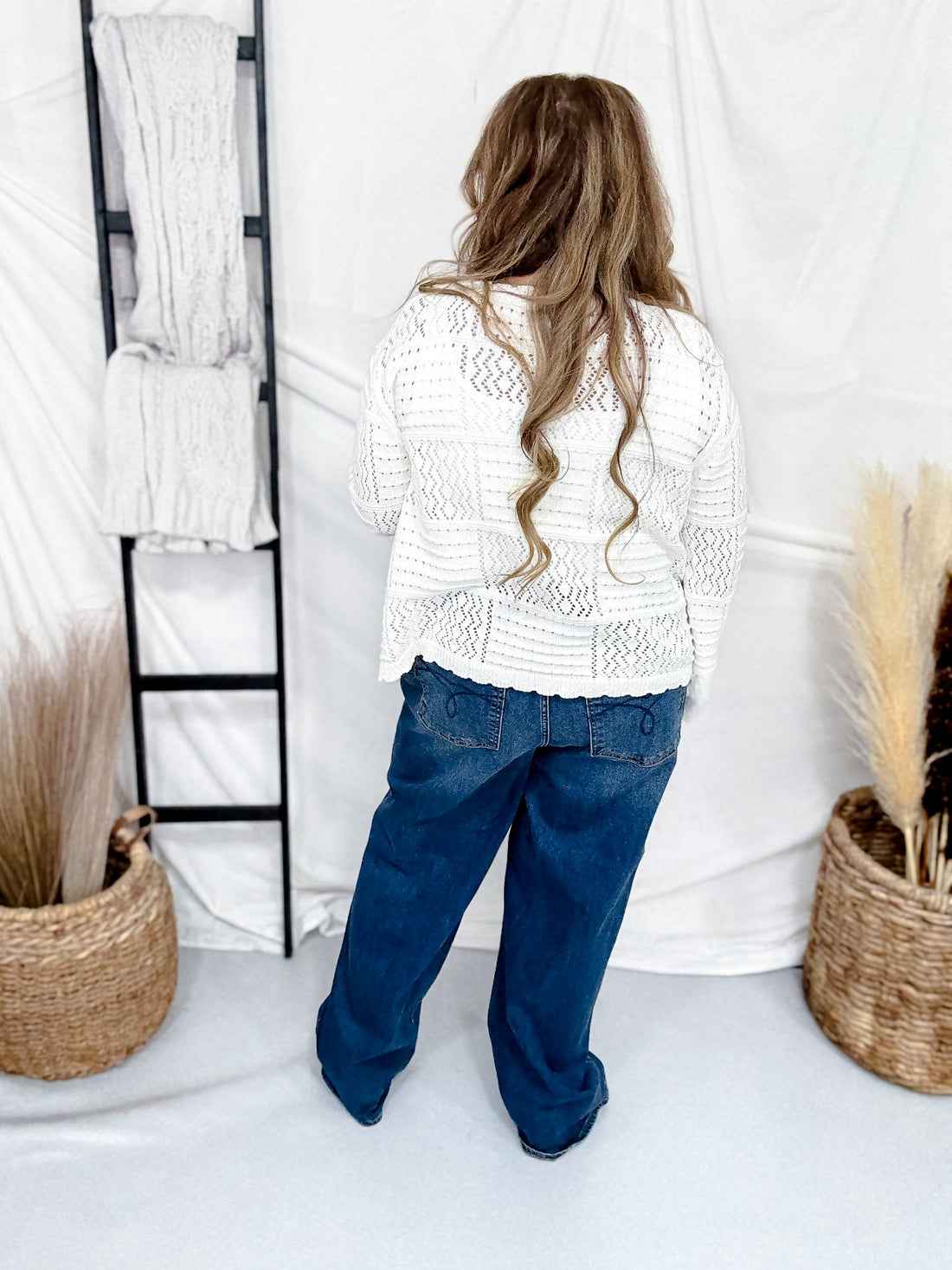 Cream Quilt Knit Cardigan With Scalloped Edges - Whiskey Skies - COZY CO