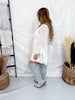Cream Ruffled V-Neck Mini Dress - Whiskey Skies - POLAGRAM + BAEVELY