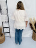 Cream Short Sleeve V - Neck Top W/ Ruffle Sleeves - Whiskey Skies - SEW IN LOVE