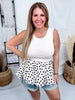 Cream Sleeveless Peplum Top With Black Polka Dot Bubble Hem - Whiskey Skies - BIBI
