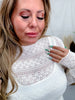 Cream Striped Lace Mesh Top With Lettuce Edge Hem - Whiskey Skies - DAVI & DANI