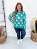 Crew Neck Christmas Tree Print Sweater In Emerald Green - Whiskey Skies - DEAR SCARLETT