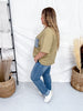 Crewneck Denim Pocket Olive Tunic Top - Whiskey Skies - SEW IN LOVE