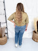 Crewneck Denim Pocket Olive Tunic Top - Whiskey Skies - SEW IN LOVE