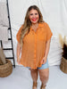 Crinkle Oversized Button Down Shirt - Whiskey Skies - GIGIO