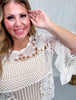 Crochet Lace Blouse With 3/4 Sleeves - Whiskey Skies - DAVI & DANI