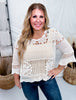 Crochet Lace Blouse With 3/4 Sleeves - Whiskey Skies - DAVI & DANI
