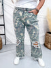 Cropped High Rise Distressed Camo Kreek Jeans - Whiskey Skies - STERLING KREEK