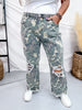 Cropped High Rise Distressed Camo Kreek Jeans - Whiskey Skies - STERLING KREEK