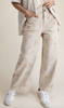 Cropped Khaki Twill Pants With Floral Cross Stitch Pattern - Whiskey Skies - EASEL
