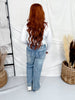 Cross-stitch Floral Embroidered Wide Leg Jeans - Whiskey Skies - EASEL