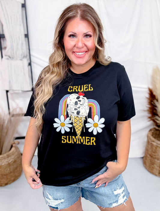 Cruel Summer Black Graphic T-Shirt - Whiskey Skies - BETTER IN BLACK CO.
