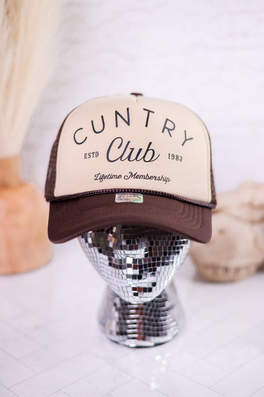 Cuntry Club Trucker Hat - Whiskey Skies - TRASH FLOWERS TRUCKER HATS