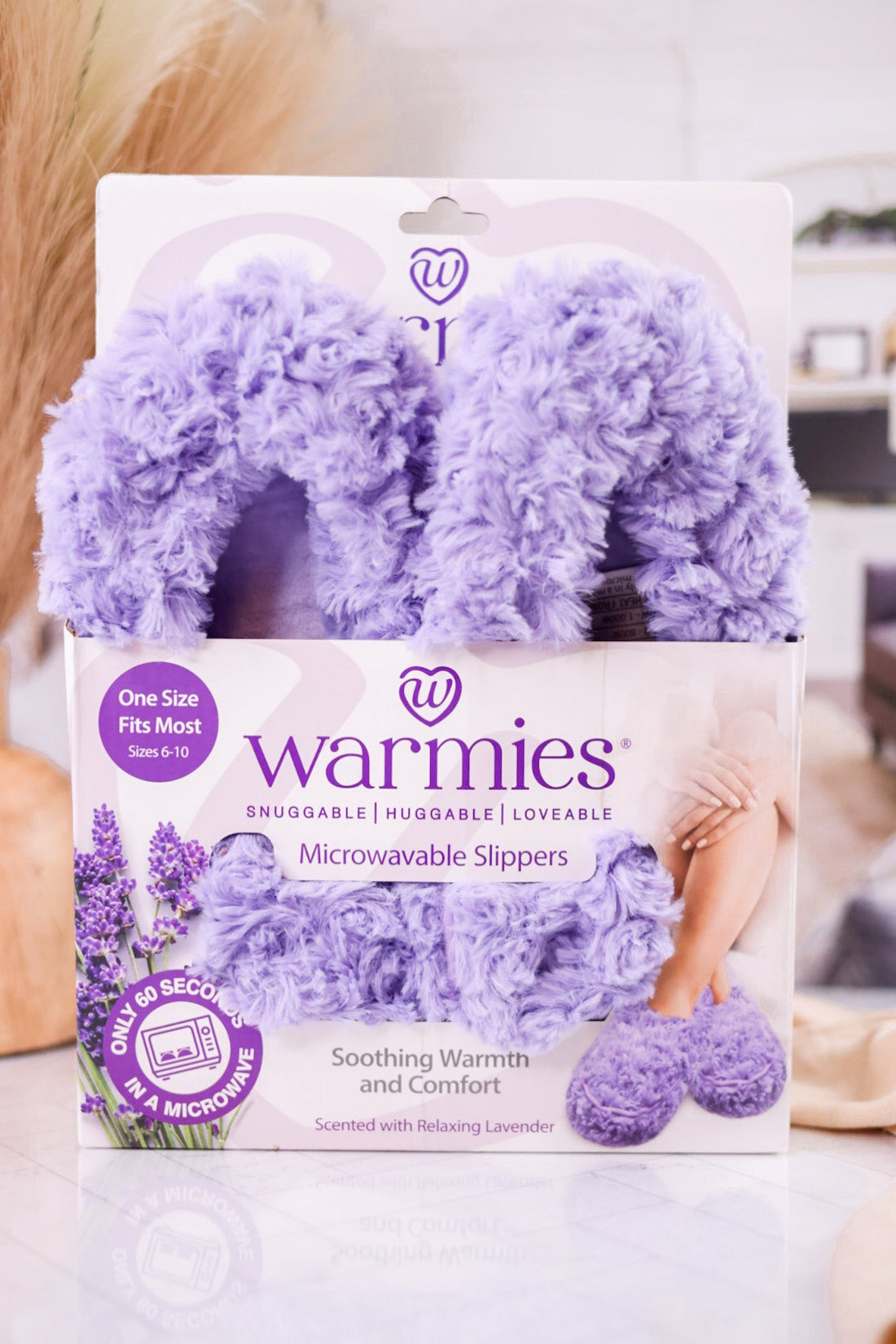 Curly Purple Warmies Slippers - Whiskey Skies - WARMIES