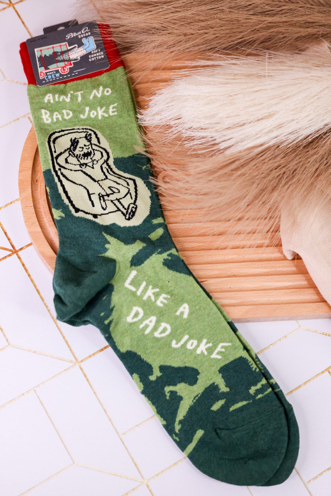 "Dad Joke" Men's Crew Socks - Whiskey Skies - BLUE Q
