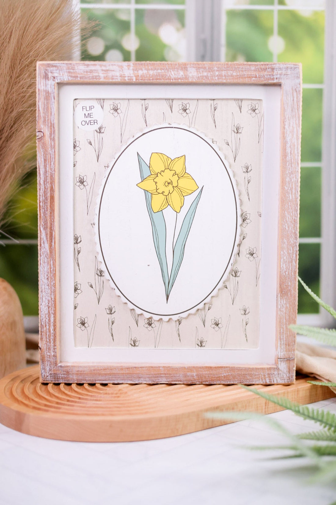 Daffodils and Chicks Reversible Wood Framed Sign - Whiskey Skies - ADAMS & CO