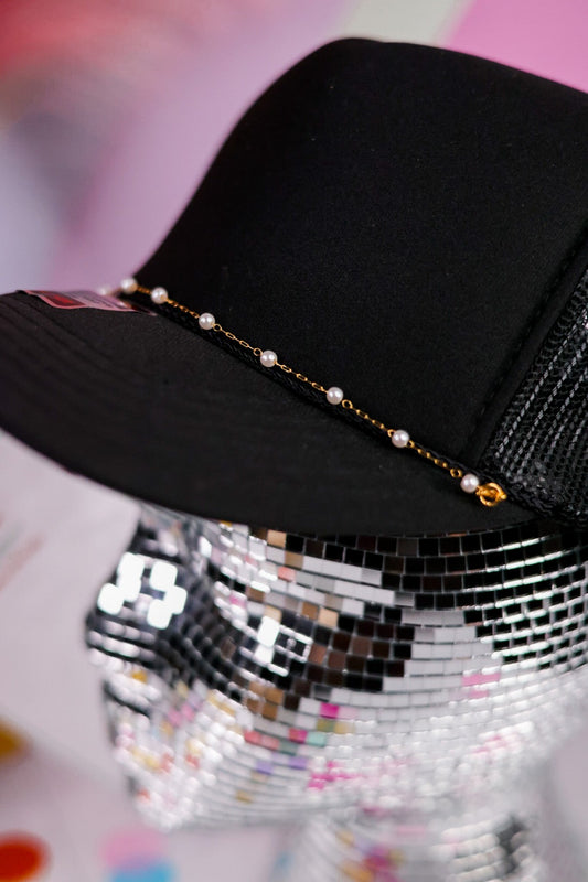 Dainty Pearl Trucker Hat Chain - Whiskey Skies - VIBES HAT COMPANY