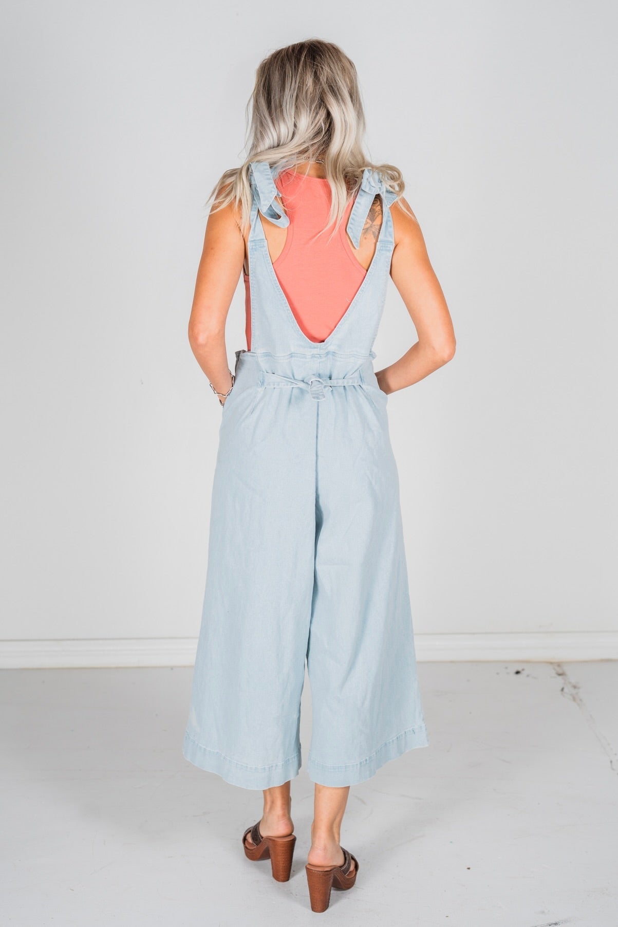 Daisy Embroidered Cropped Wide Leg Overalls - Whiskey Skies - DAVI & DANI