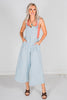 Daisy Embroidered Cropped Wide Leg Overalls - Whiskey Skies - DAVI & DANI