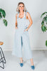 Daisy Embroidered Cropped Wide Leg Overalls - Whiskey Skies - DAVI & DANI