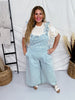 Daisy Embroidered Cropped Wide Leg Overalls - Whiskey Skies - DAVI & DANI