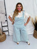 Daisy Embroidered Cropped Wide Leg Overalls - Whiskey Skies - DAVI & DANI
