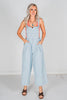 Daisy Embroidered Cropped Wide Leg Overalls - Whiskey Skies - DAVI & DANI