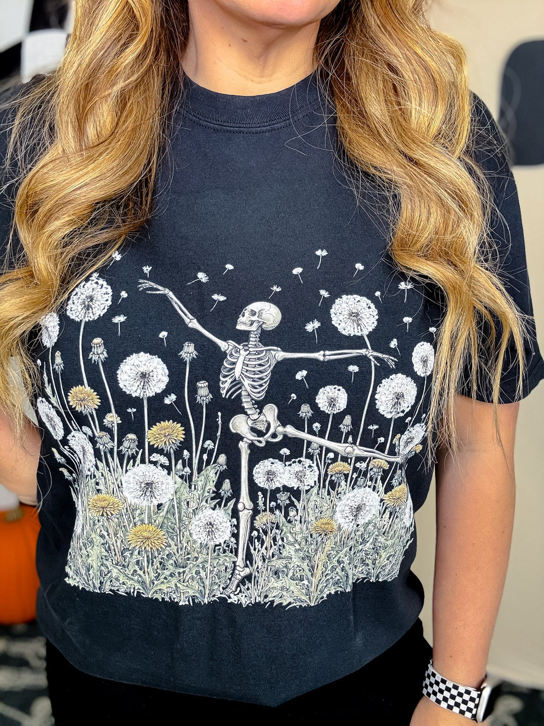 Dancing Skeleton Short Sleeve Graphic Tee - Whiskey Skies - GLAIME
