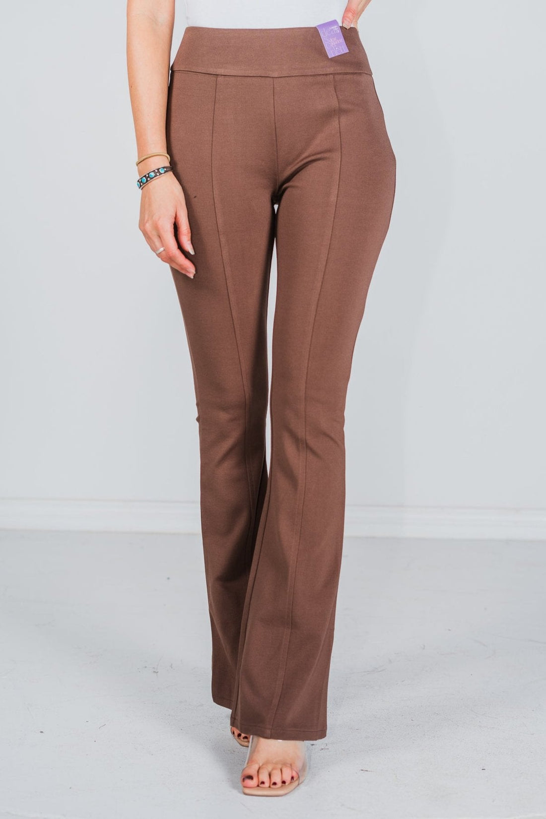 Dark Brown Magic High Waist Kick Flares - Whiskey Skies - DEAR SCARLETT