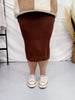 Dark Brown Ribbed Sweater Skirt - Whiskey Skies - POLAGRAM + BAEVELY