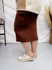 Dark Brown Ribbed Sweater Skirt - Whiskey Skies - POLAGRAM + BAEVELY