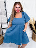Dark Denim Elastic Waist Dress - Whiskey Skies - MIKAROSE