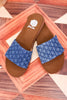 Dark Denim "Fitzy" Slide Sandals - Whiskey Skies - YELLOWBOX