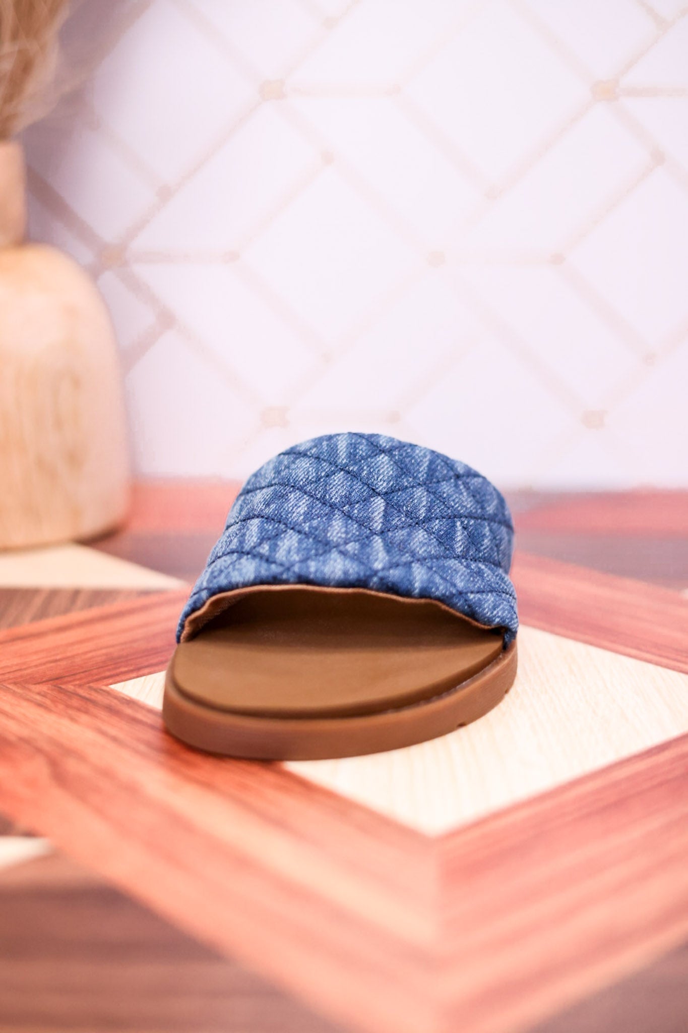 Dark Denim "Fitzy" Slide Sandals - Whiskey Skies - YELLOWBOX
